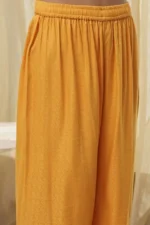 Ochre Yellow Cotton Silk Straight Suit Set - Image 4